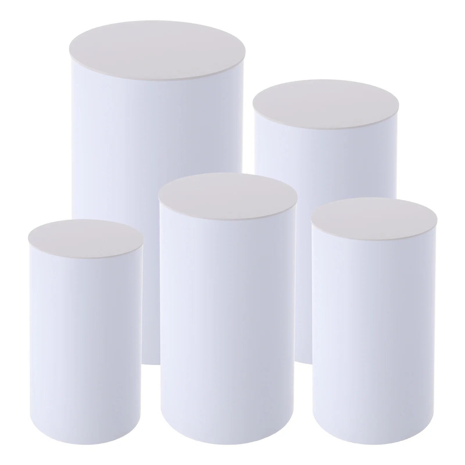 5PCS Round Cylinder Dessert Cake Ornament Table White PVC Round Cylinder Pedestal Stand  Cake Display Stand for Party Wedding