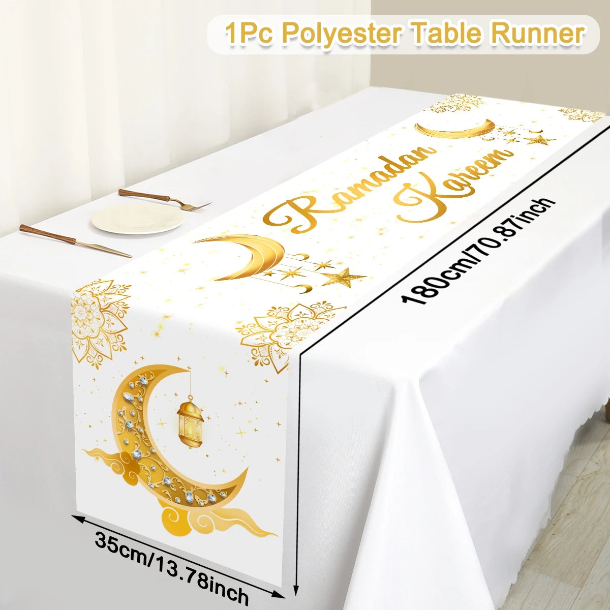 Ramadan Kareem Table Runner Ramadan Decor For Home 2026 Tablecloth Islamic Muslim Party Supplies Ramadan Kareem Eid Al-Fitr Gift