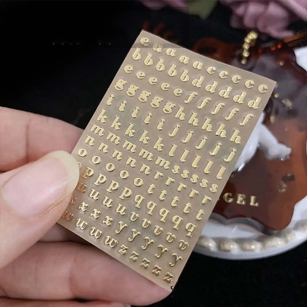decoration Epoxy Resin Filler English Letters Gold&silver Number Sticker Epoxy filling sticker Labels Stickers Alphabet Sticker