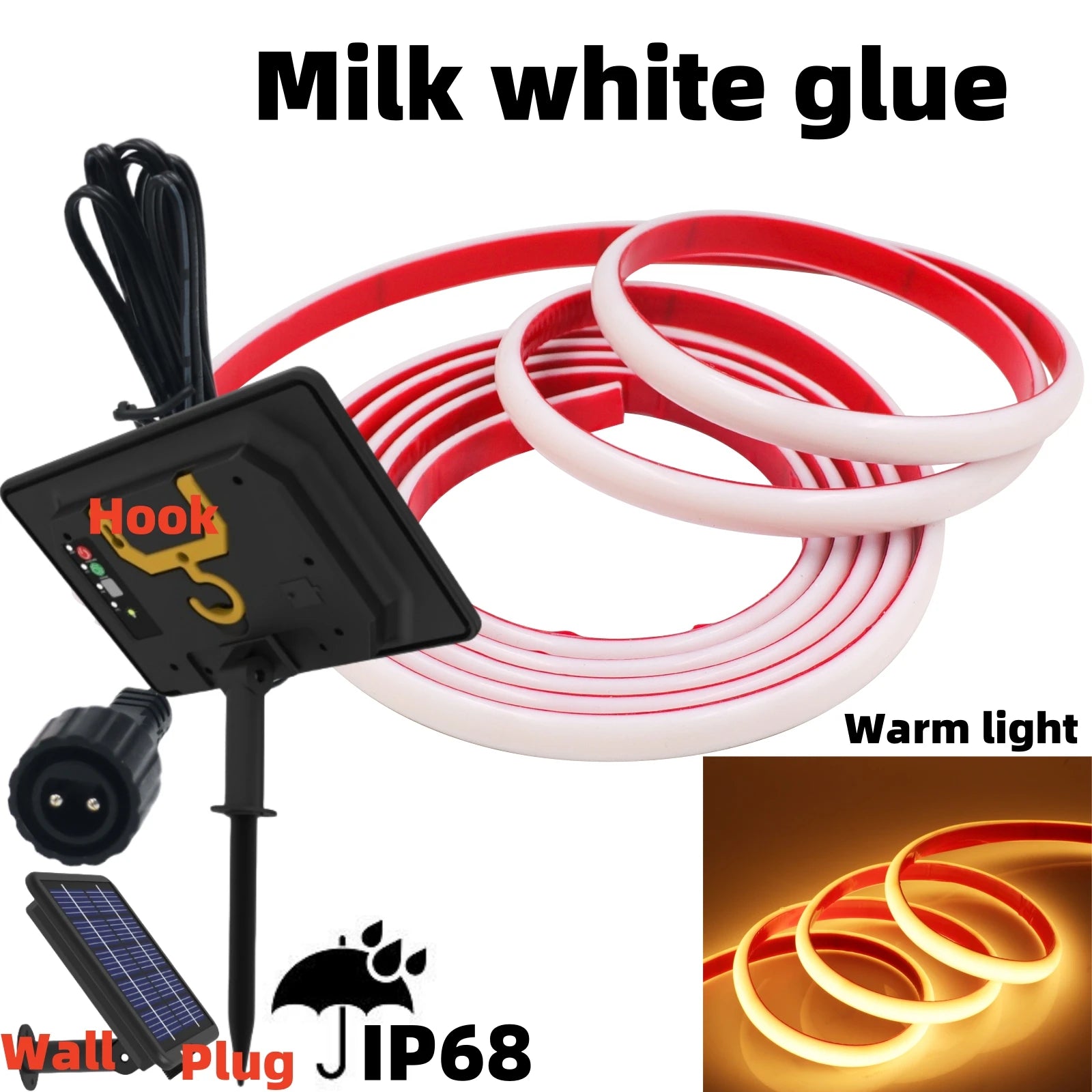 DC 24V COB Solar Neon Light Strips 320LEDs 480LEDs High Density Linear Lighting IP67 IP68 Waterproof Outdoor Warm Natural White