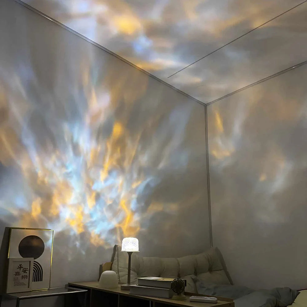 16 Color Water Ripple Atmosphere Desk Lamp Mushroom Table Lamp LED High Footed Desk Lamp with Remote Projection Atmosphere Light