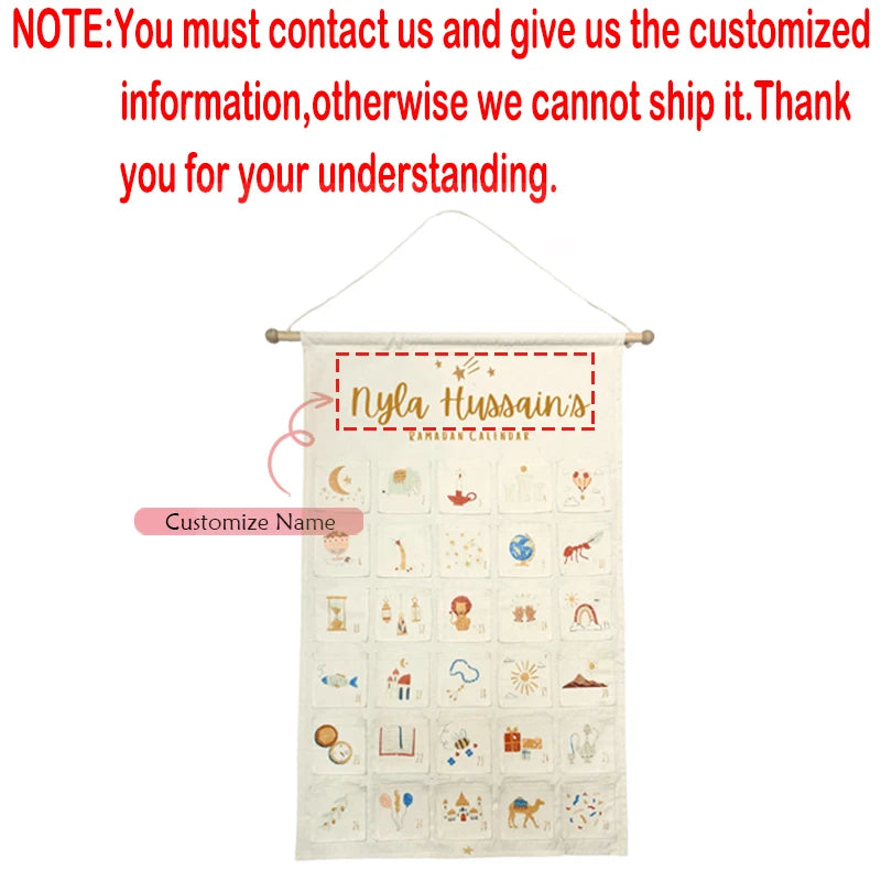 Personalised Name Ramadan Countdown Adventure Themed Calendar Eid Al-Fitr Home Wall Hanging Decoration Gift Holiday Accessories