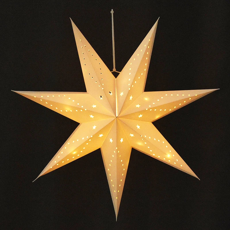 Eid Mubarak Decoration Hollow Star Hanging Pendant Ramadan Kareem LED Light Lantern 2025 Islamic Muslim Party Supplies Birthday