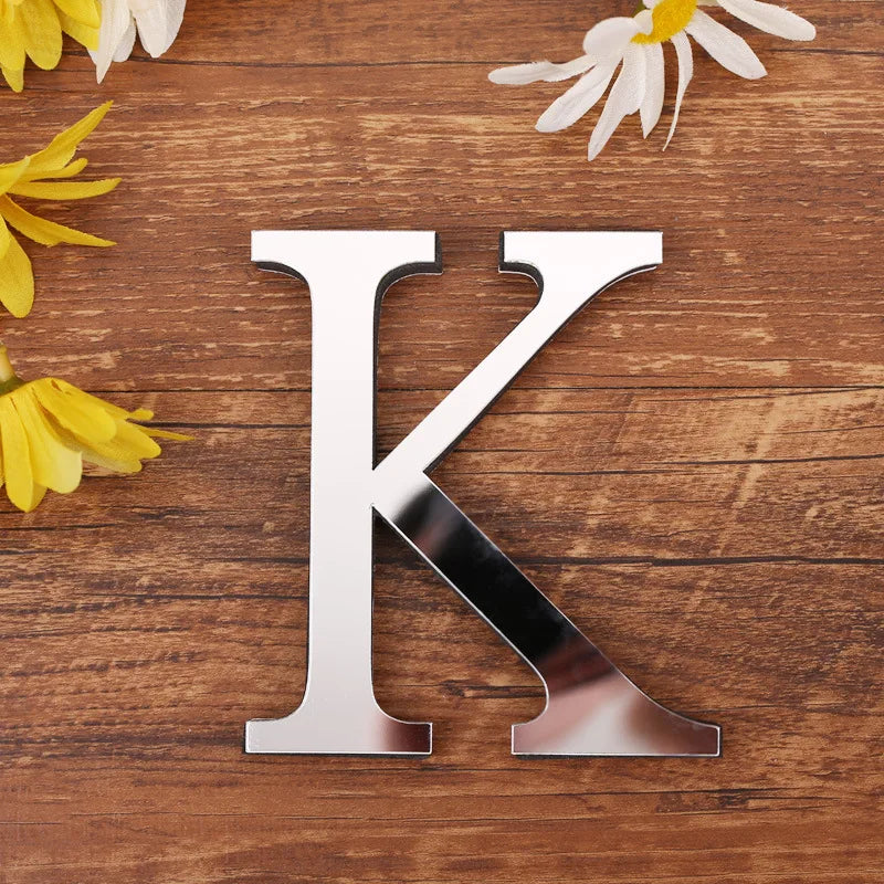 Acrylic Mirror 3D Alphabet  House Number Wall Sticker English Alphabet Sticker Decoration Wedding love letters Decorative