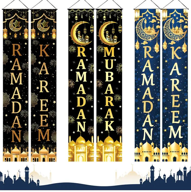 Eid Mubarak Door Banner Ramadan Decoration 2025 for Home Mubarak Ramadan Kareem Islamic Muslim Party Decor Eid Al Adha Gifts