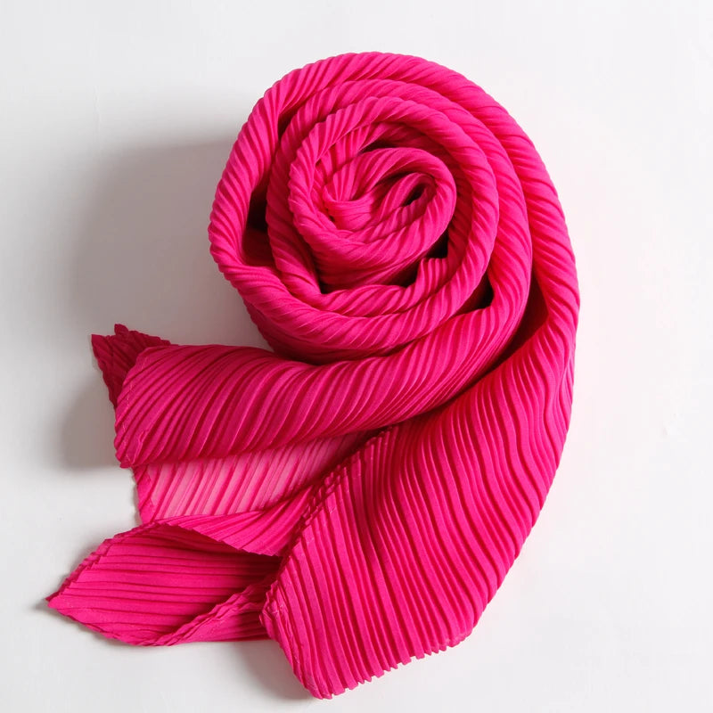 Miyake Pleated Scarf Wide Long Silk 2025 Cape Women Windscreen Shawl Shoulder Designer Korean Scarf Hijabs For Woman