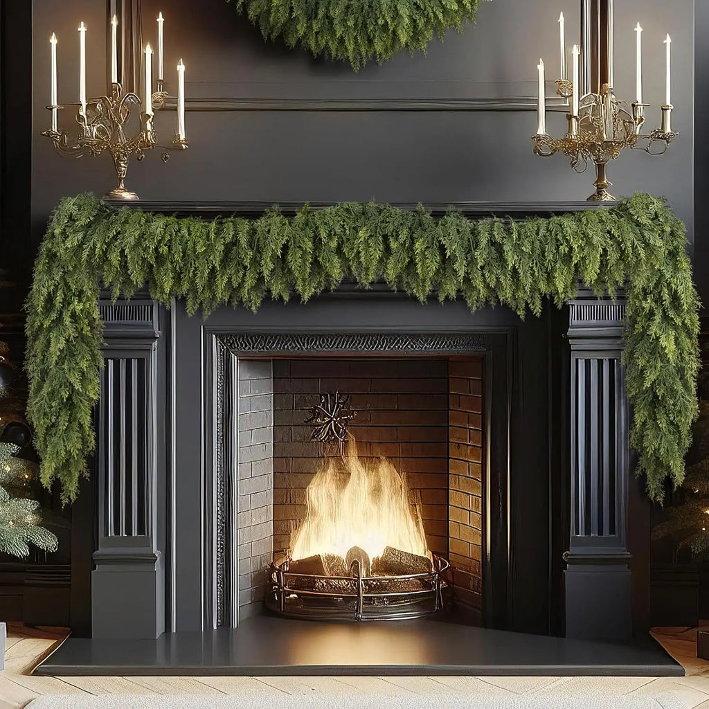 1/2pcs Artificial Plants Christmas Tree Cypress Leaf Garland Home Room Table Decor Outdoor Yard Pine Rattan Hanging Adorn Wreath