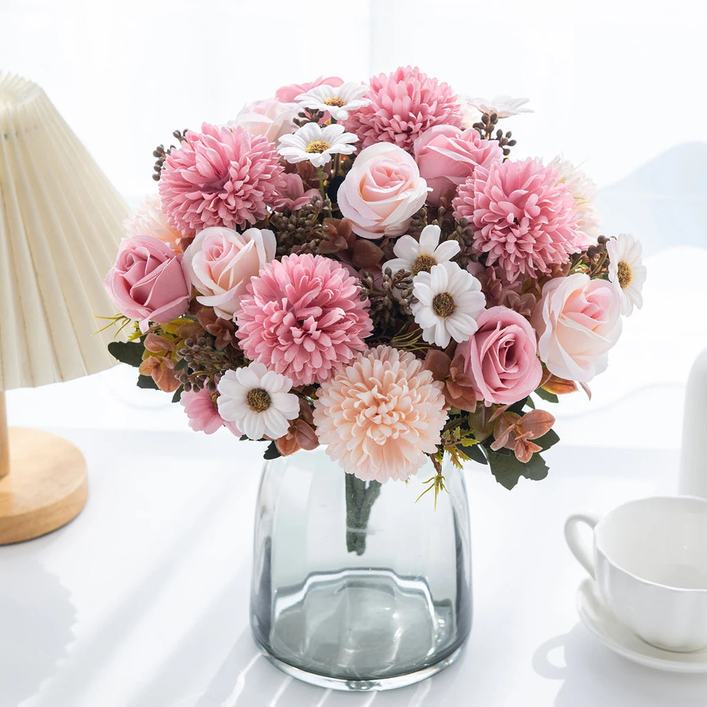 Simulated silk chrysanthemum roses, weddings, Valentine's Day, Eid al Fitr, Mother's Day, home decor, outdoor garden accessories