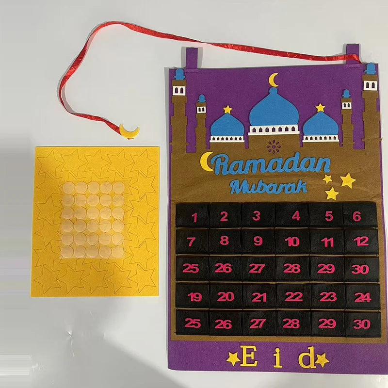 2026 Eid Mubarak Countdown Calendar Ramadan Muslim Party Hanging Calendar Decoration Craft Eid Al-adha Desktop Ornaments Gifts