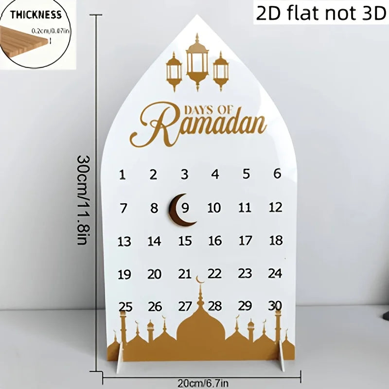 30-Day Ramadan Countdown Calendar  Arabic/English Dates & Numbered Days Contemporary Ramadan Decorations for Home Table