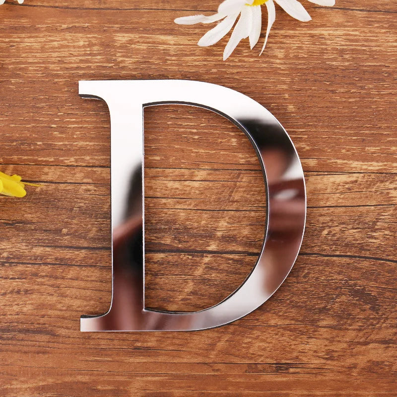 Acrylic Mirror 3D Alphabet  House Number Wall Sticker English Alphabet Sticker Decoration Wedding love letters Decorative