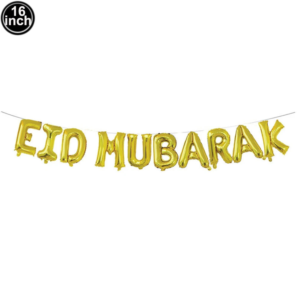 Ramadan Gold Moon Balloon Round Eid Holiday Foil Balloons Eid Mubarak Latex Balloons Ramadan Islamic Festival Party Decorations