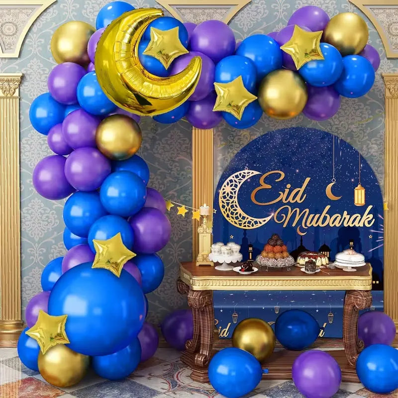 78pcs Eid Mubarak Balloons Background Ramadan Kareem Decoration Ramadan Mubarak Islamic Muslim Happy Eid Festival Party Supplies