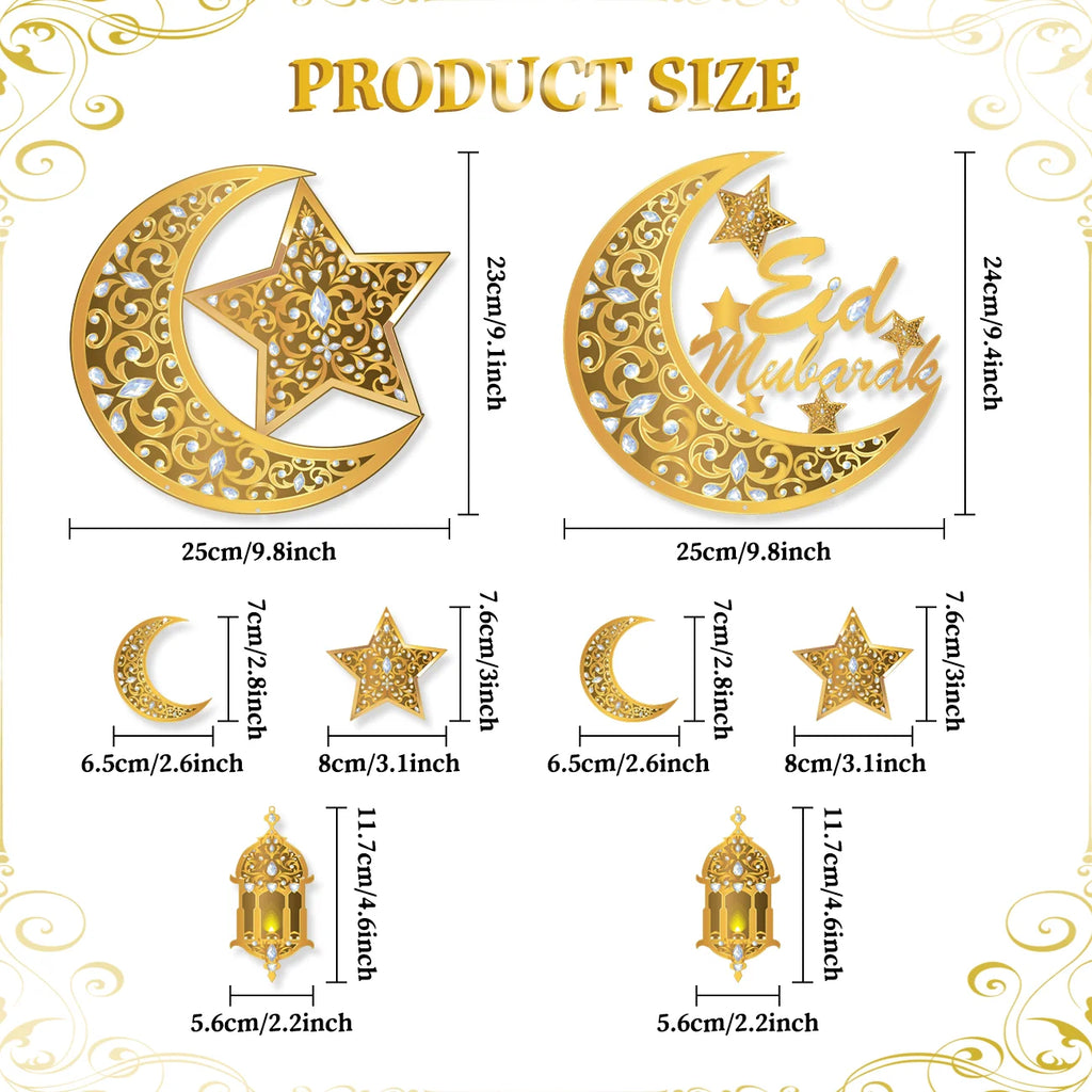 Eid Ramadan Mubarak Decoration Hanging Sign Moon Star Ramadan Door Sign Muslim Islamic Ramadan Eid Door Wall Sign for Eid Mubuar