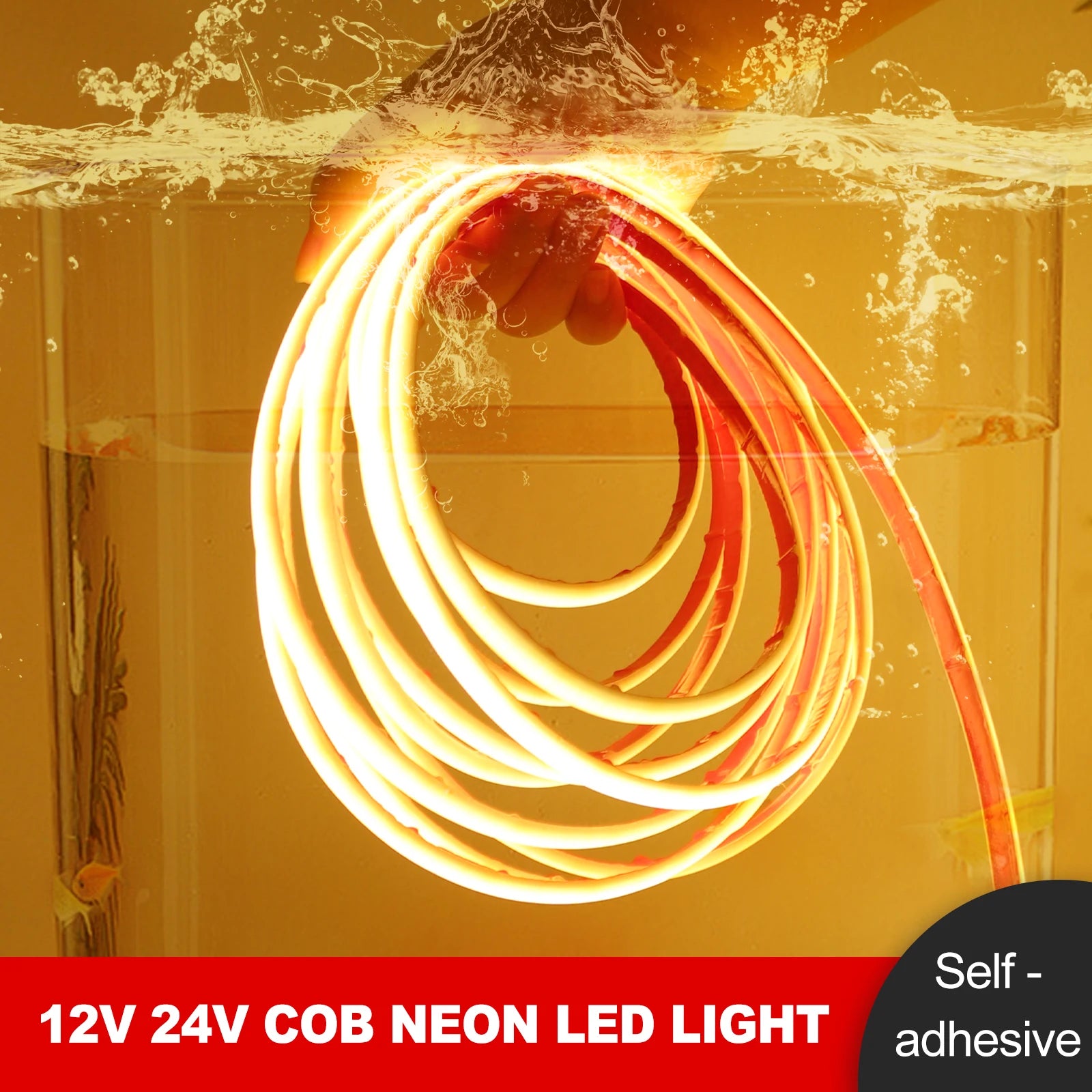 IP68 Waterproof COB LED Strip Light DC 12V 24V 320LEDs/m Red Blue Green White Linear Flexible Neon Lights for Room Garden Decor