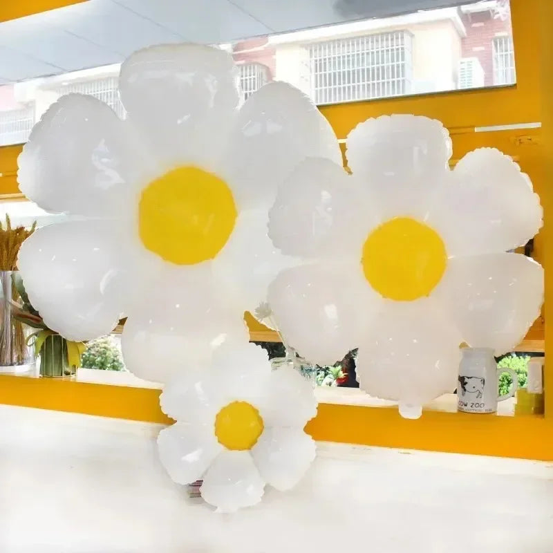 10/1PCS White Daisy Flower Balloon Multi Size Sunflower Foil Balloons Helium Ball Children Birthday Party Baby Shower Decoration