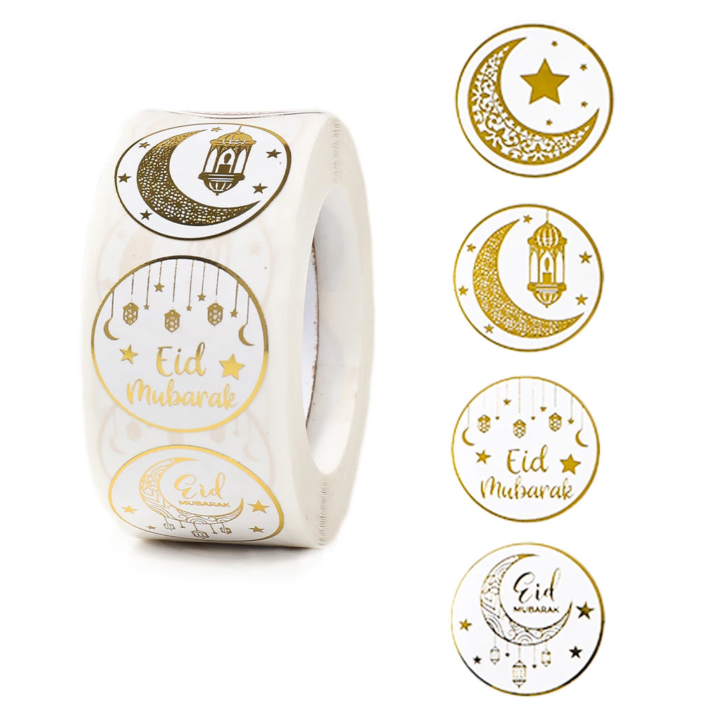 EID Mubarak Stickers Ramadan Decoration 2025 For Favor Gifts Label Ramadan Kareem Islamic Muslim Party Eid Al Adha Gifts