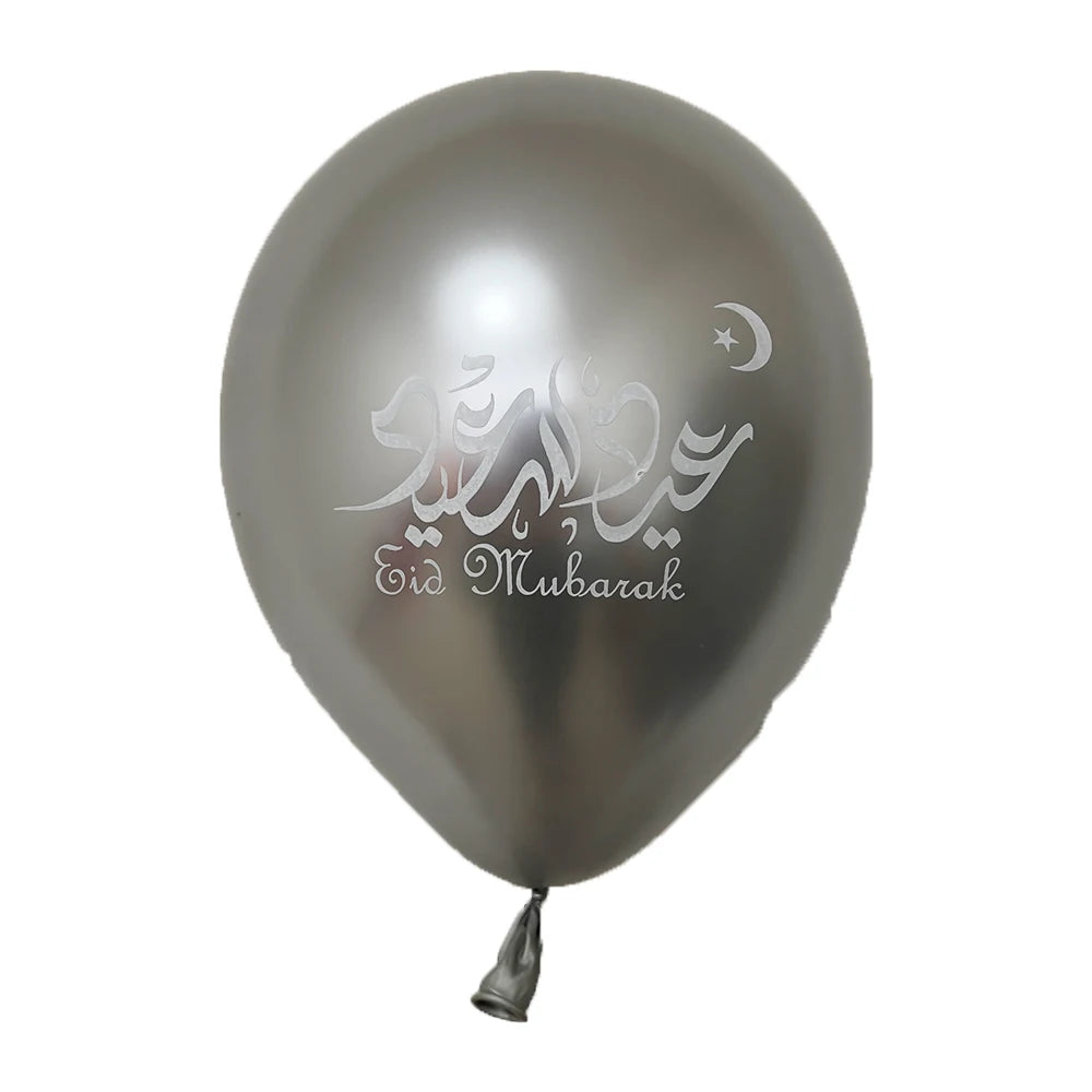 10pcs Eid Mubarak Latex Balloons Ramadan Kareem Decoration Metallic Chrome Balloon For Home Muslim Islamic Festival Party Decor