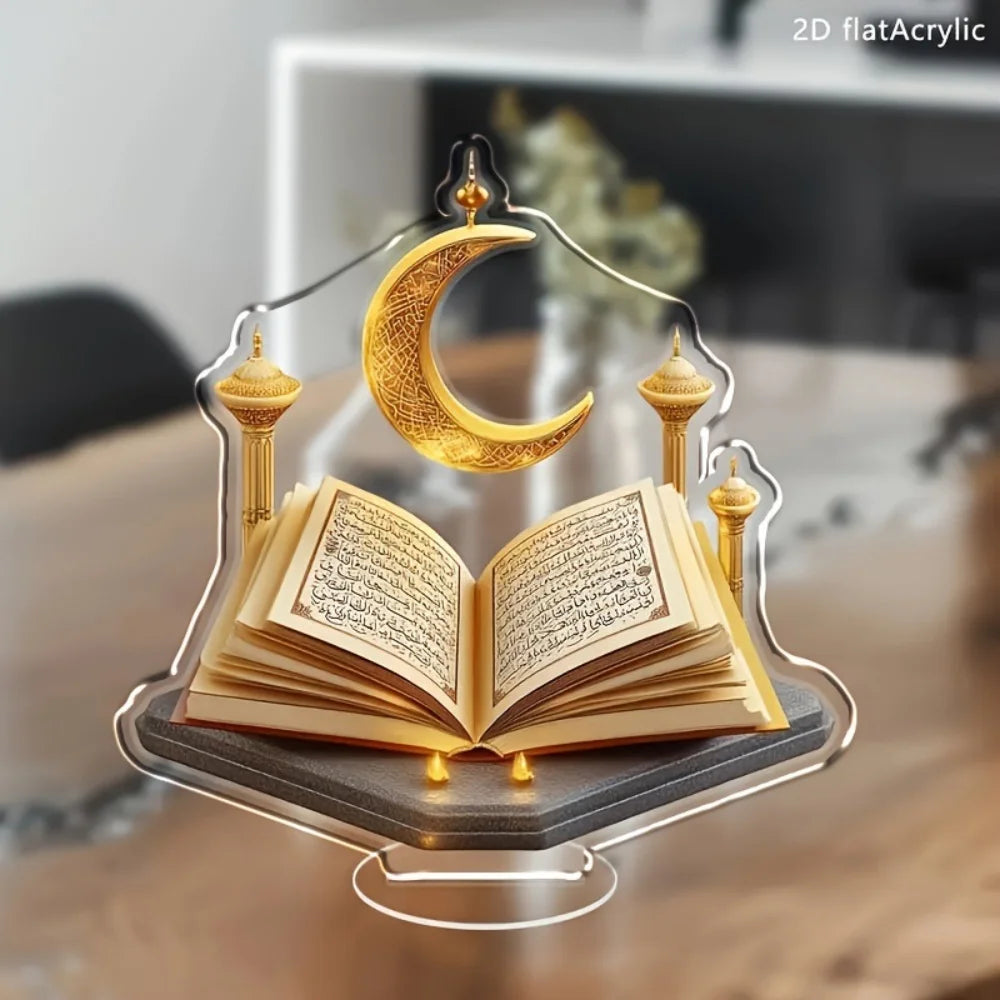 Islamic culture style decoration craft 2D acrylic star hanging ornament for home Ramadan blessing setting