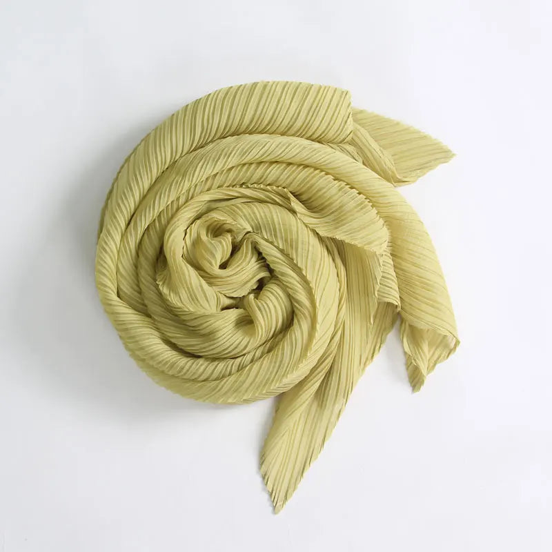 Miyake Pleated Scarf Wide Long Silk 2025 Cape Women Windscreen Shawl Shoulder Designer Korean Scarf Hijabs For Woman