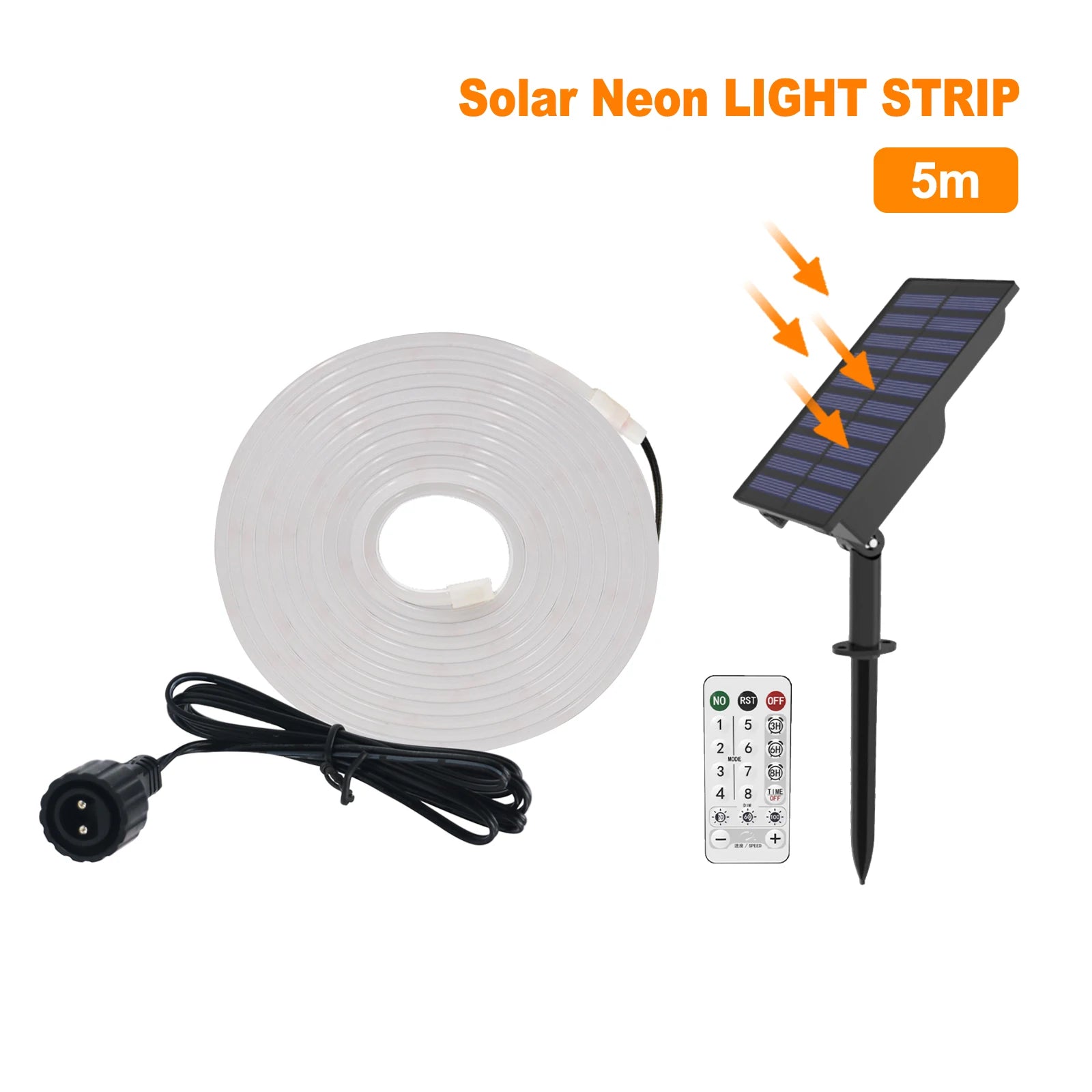 10M Solar Neon LED Strip Outdoor Pool IP67 Waterproof Flexible 2835 LED Tape Light Sign With Remote 24V 120LEDs/M Tube Diode