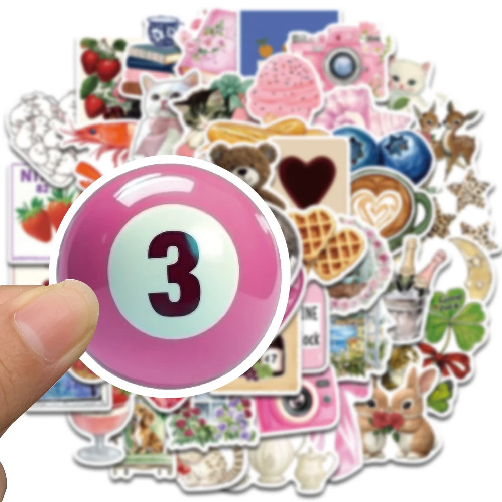 50/100PCS Aesthetic Pinterest Stickers Fashion Scrapbook Laptop Luggage Cool Creative Wall Bar Decor Streetwear Creative Sticker