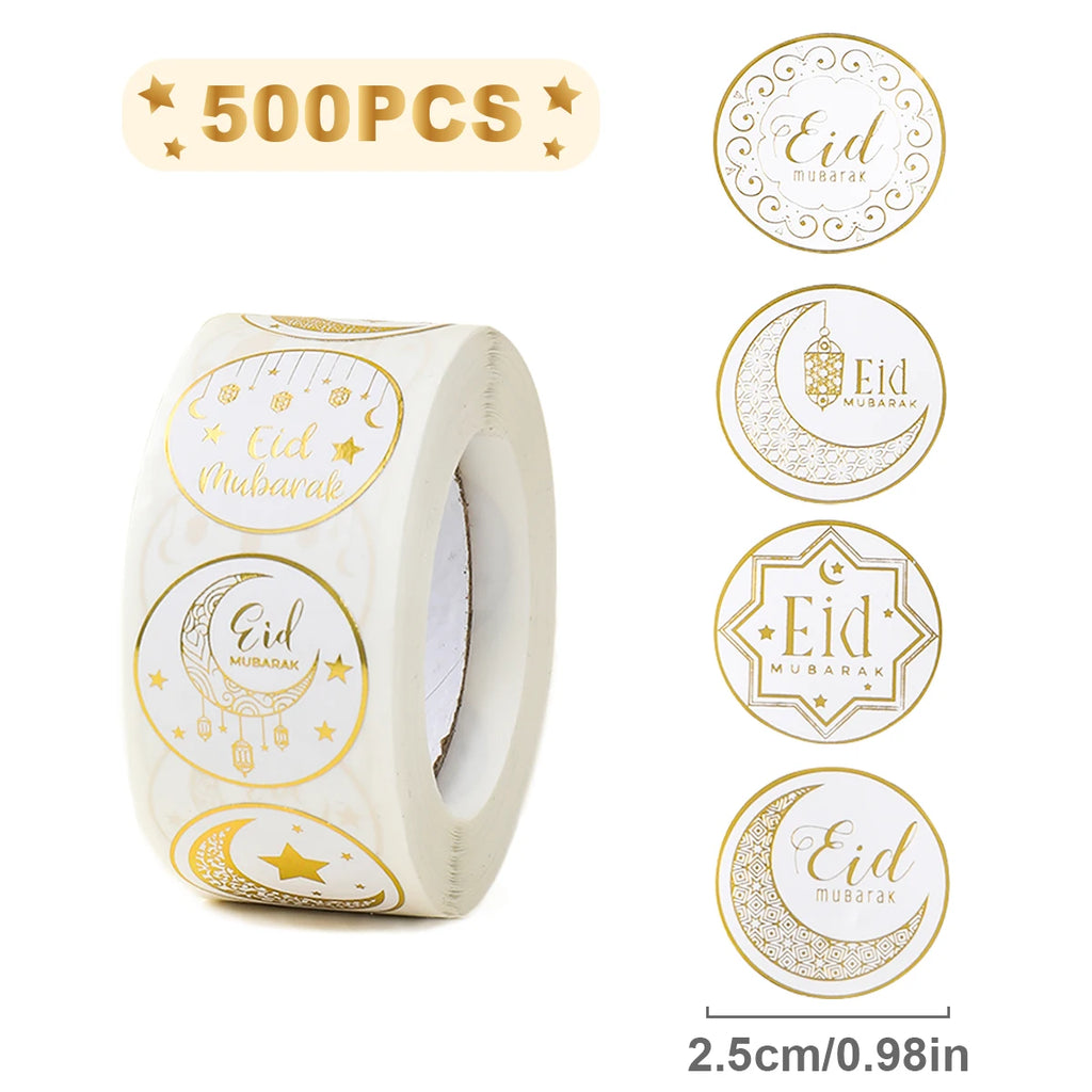 EID Mubarak Stickers Ramadan Decoration 2025 For Favor Gifts Label Ramadan Kareem Islamic Muslim Party Eid Al Adha Gifts