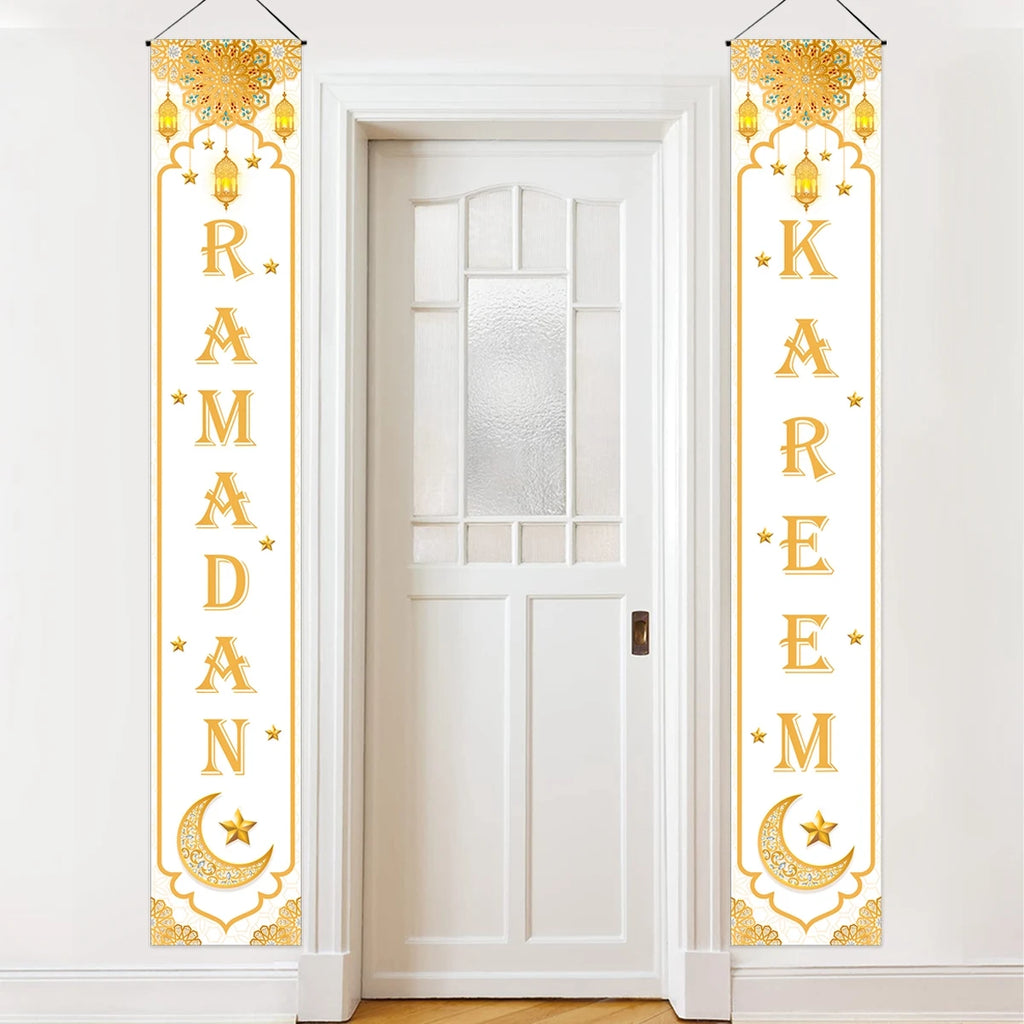 Eid Mubarak Door Banner Ramadan Decoration 2025 for Home Mubarak Ramadan Kareem Islamic Muslim Party Decor Eid Al Adha Gifts
