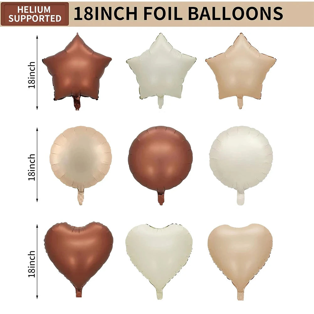 Caramel/Chocolate/Cream Number Balloon Star Heart Foil Helium Ball Kids Adult Girl Birthday Wedding Anniversary Party Decoration