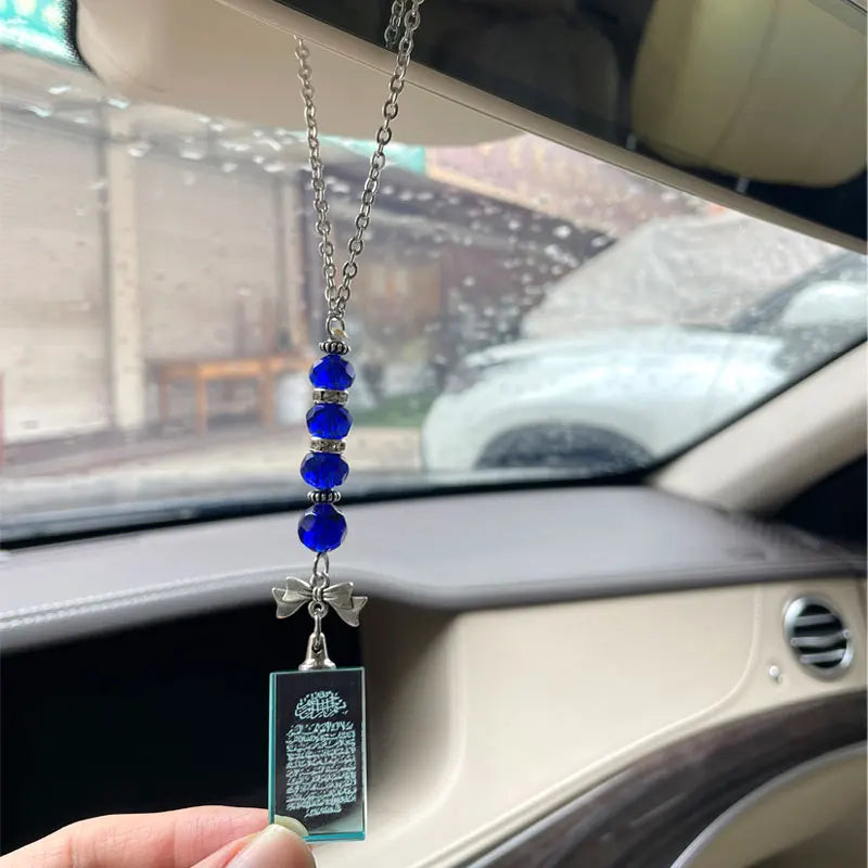 Islam Blue Beads Quran Allah Ayatul Kursi Crystal Car Hanging Pendant