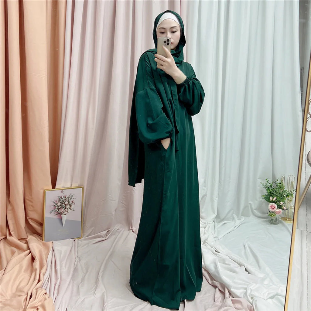 Ramadan One Piece Muslim Prayer Garment Women Hijab Abaya Maxi Dress Khimar Burqa Islamic Clothing Overhead Arab Robe