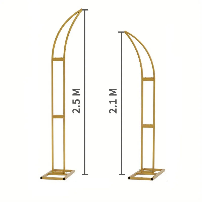 Ox Horn Floral Arch Stand Backdrop Heavy Duty Wedding Party Photo Booth Decor Adjustable Event Props Half Moon Curved Shelf