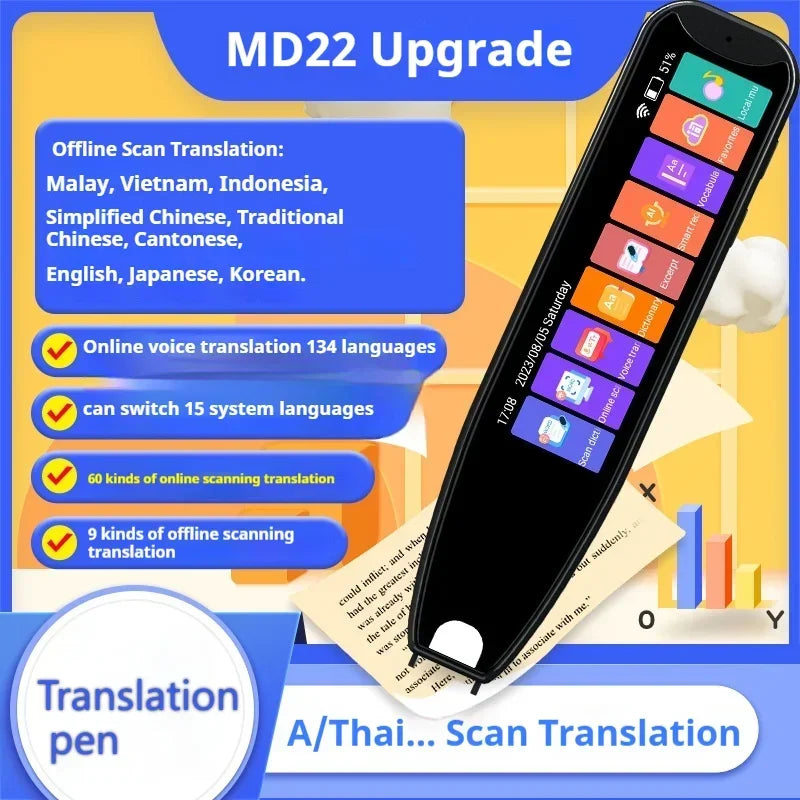 MD22 Voice Translator Pen Offline Scan Reading 134 Language Translation