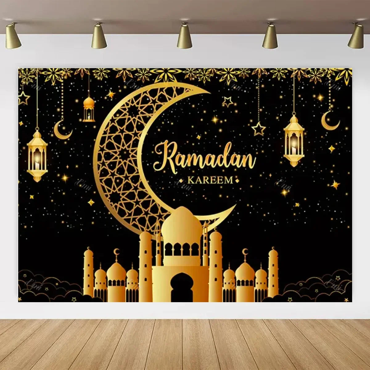 Eid Mubarak Backdrop for Photography EID Al Adha Muslim Ramadan Kareem Moon Lantern Islamic Eid al-Fitr Photo Background Props
