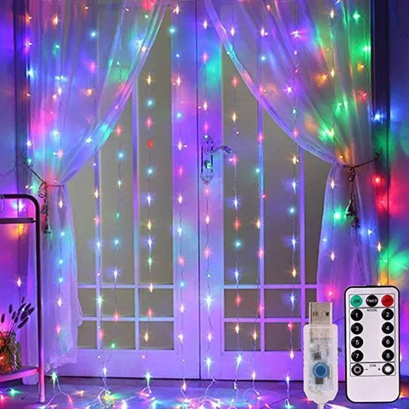 Curtain Lights LED 8 Modes Fairy Light Wedding Valentine's Day USB Plug Curtain Garland Ramadan EID Mubarak Decoration for Home