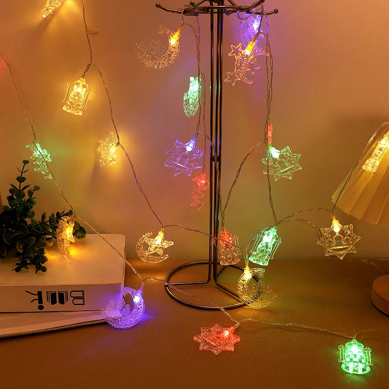 1.5M EID Mubarak LED String Lights Moon Star Castle Lantern Light Islam Muslim Festival Party Ramadan for Home Decoration 2026