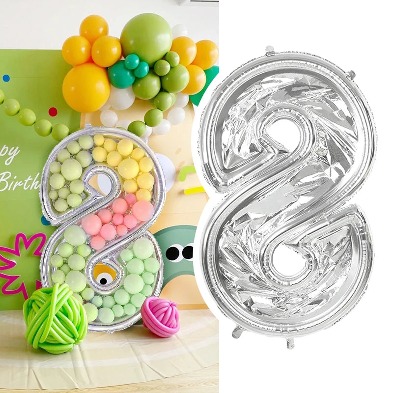 65inch Large Foil Number Balloon DIY Filling Frame 1st 18th Birthday Decoration Balloons Filling Box Wedding Anniversary Decor