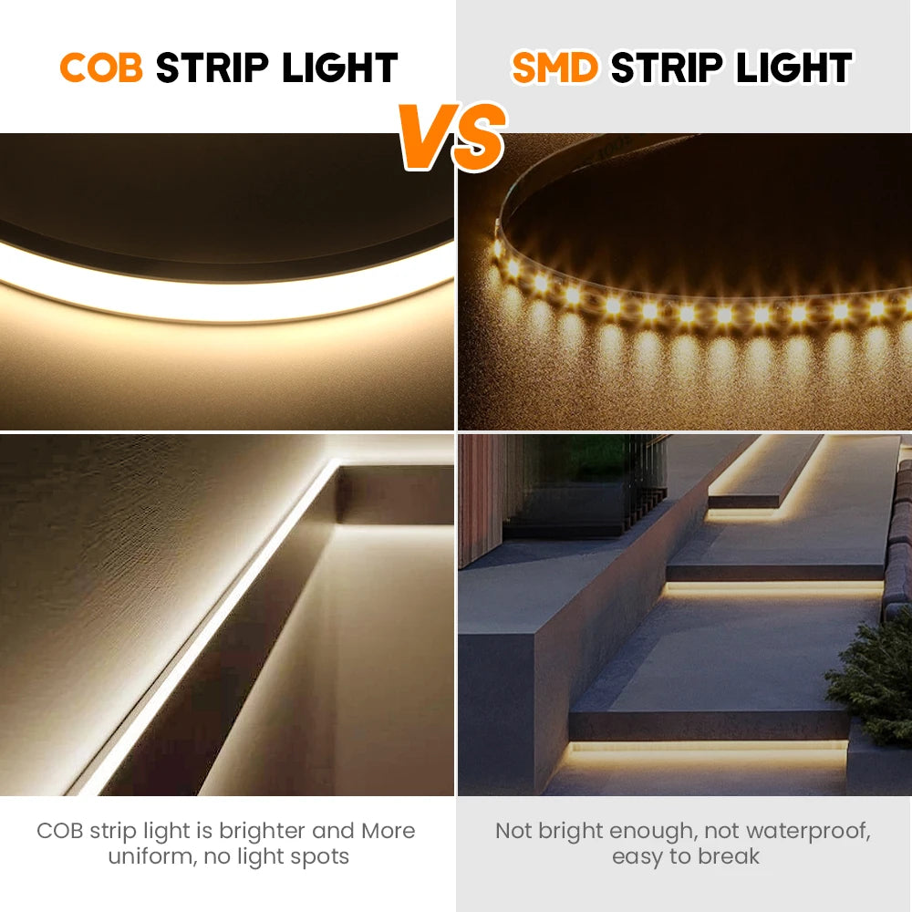 5V USB COB LED Strip Neon Light High Brightness 320 LEDs/M IP67 Waterproof Flexible Ribbon Tape for Garden Bedroom TV BackLight