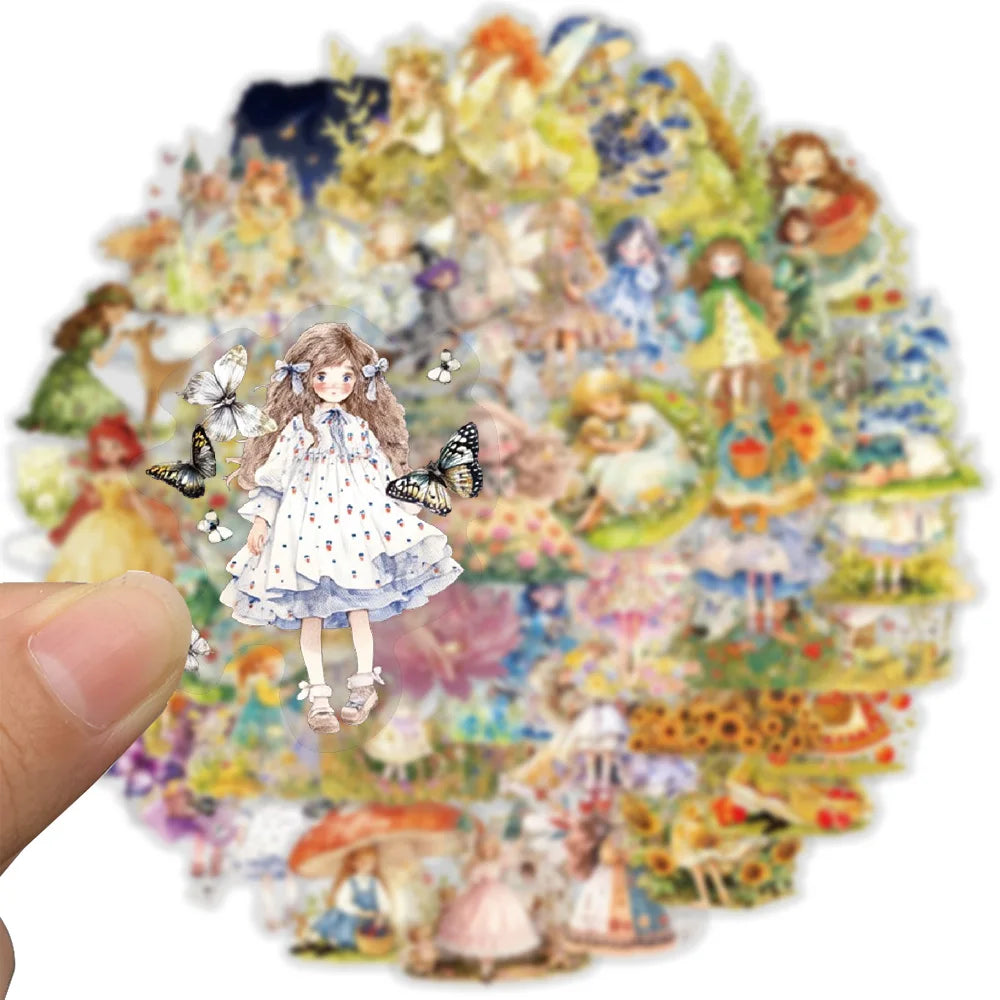 50Pcs Fairytale Princess Stickers Castle Decals Fantasy Pink Vinyl Art Set For Adults Journal Stationery Notebook Laptop Decor