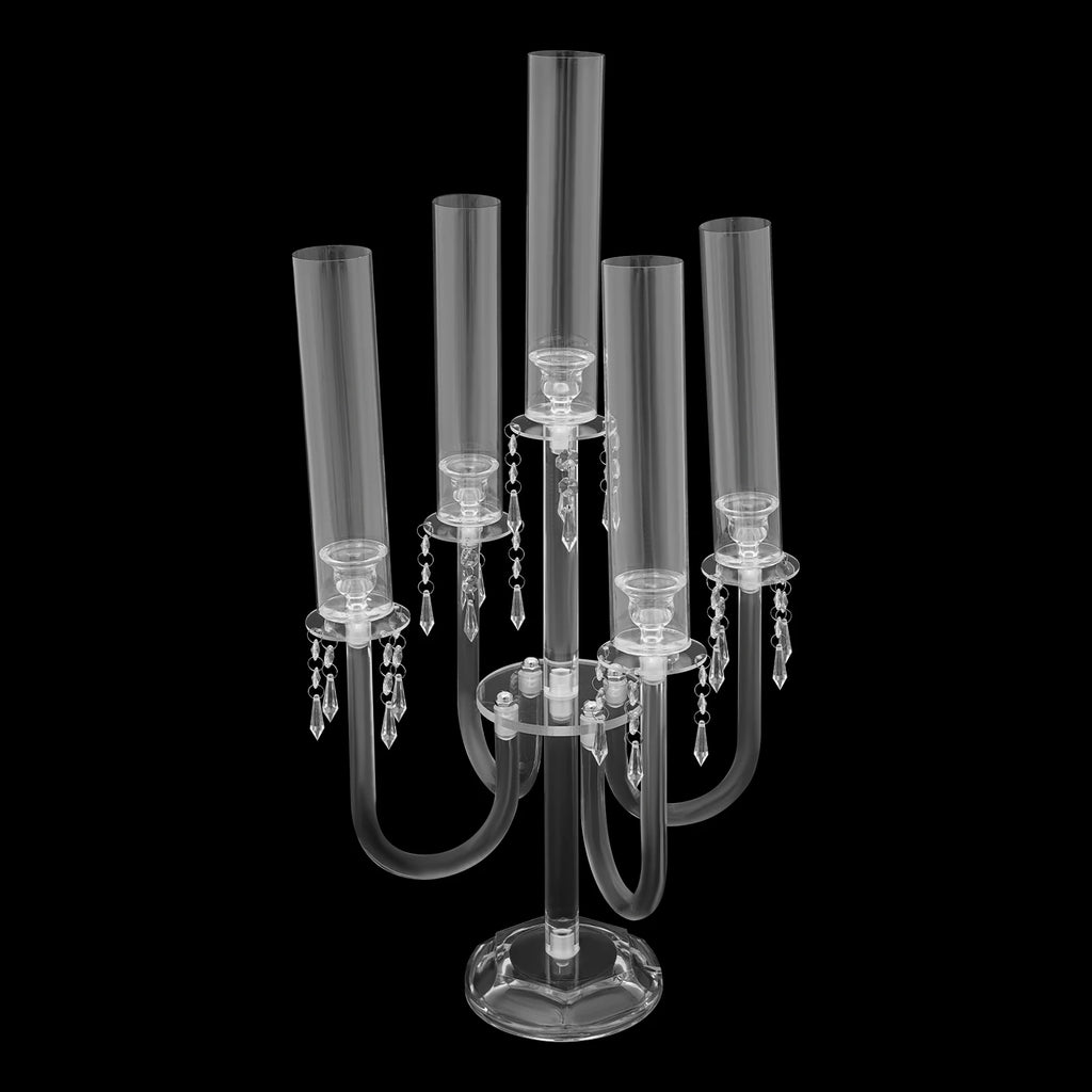 4PCS 4+1 Arms Acrylic Candle Holders  Candelabra Wedding Table Centerpieces Flower Stands Party Candlesticks Decoration