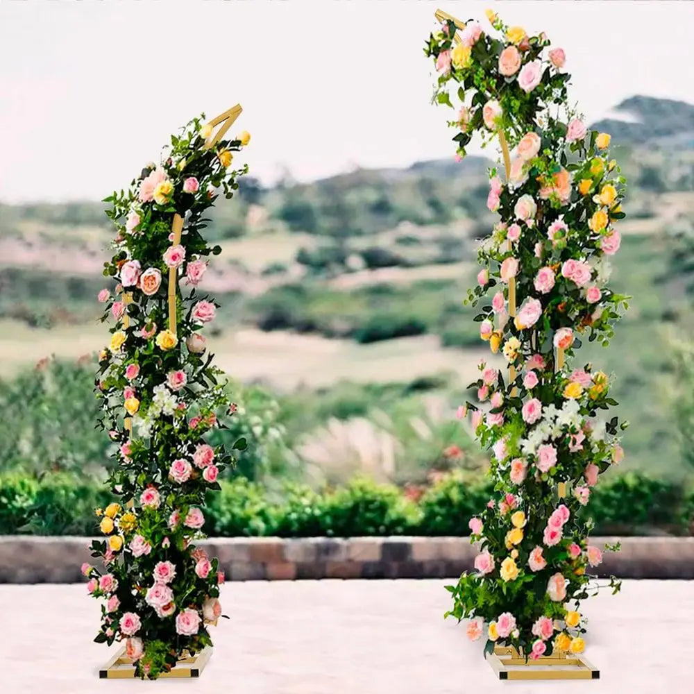 Curved Wedding Arch Backdrop Stand, Metal Half Moon Design for Weddings, Ceremonies, Birthdays, and Baby Showers (5.9t, 6.9t)
