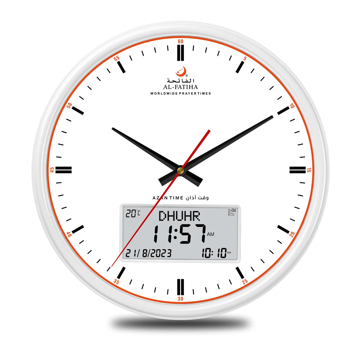 AL-FATIHA Athan Muslim Clock Digital-Analog Watch with Hijri Calendar Azan Prayer Time Fajr Alarm Mosque Wall Timepieces