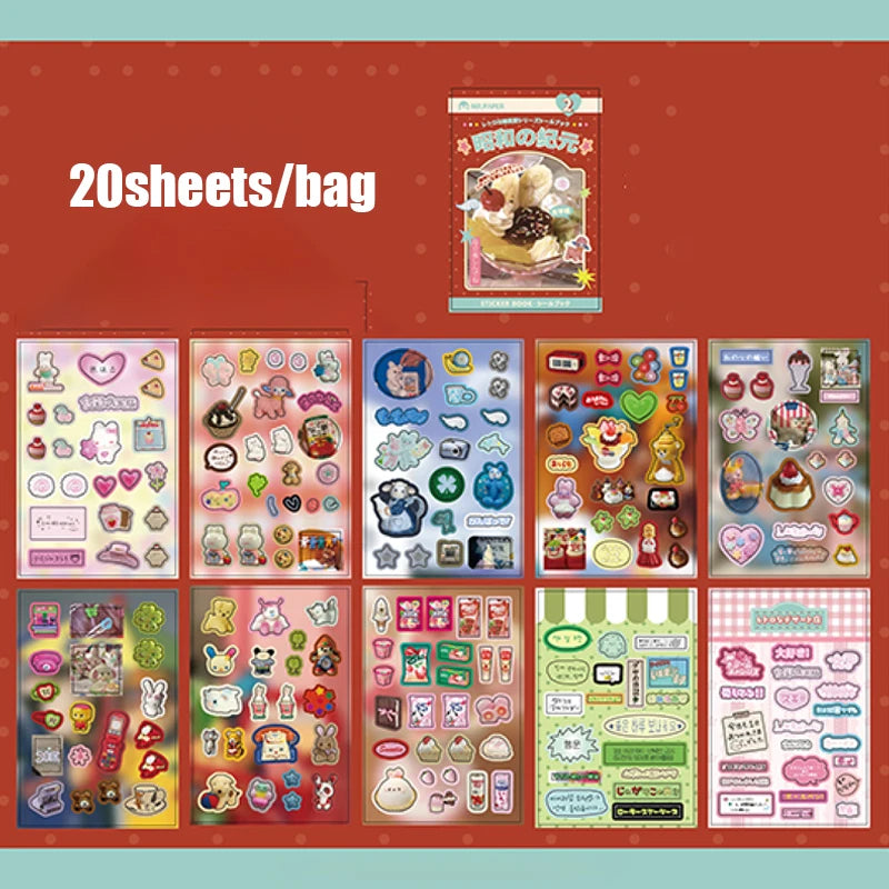 20 Sheets Vintage Grocery Sticker Book, Multi-layer Die-cut Scrapbook for DIY Journal Collage Phone Diary Planner Decor