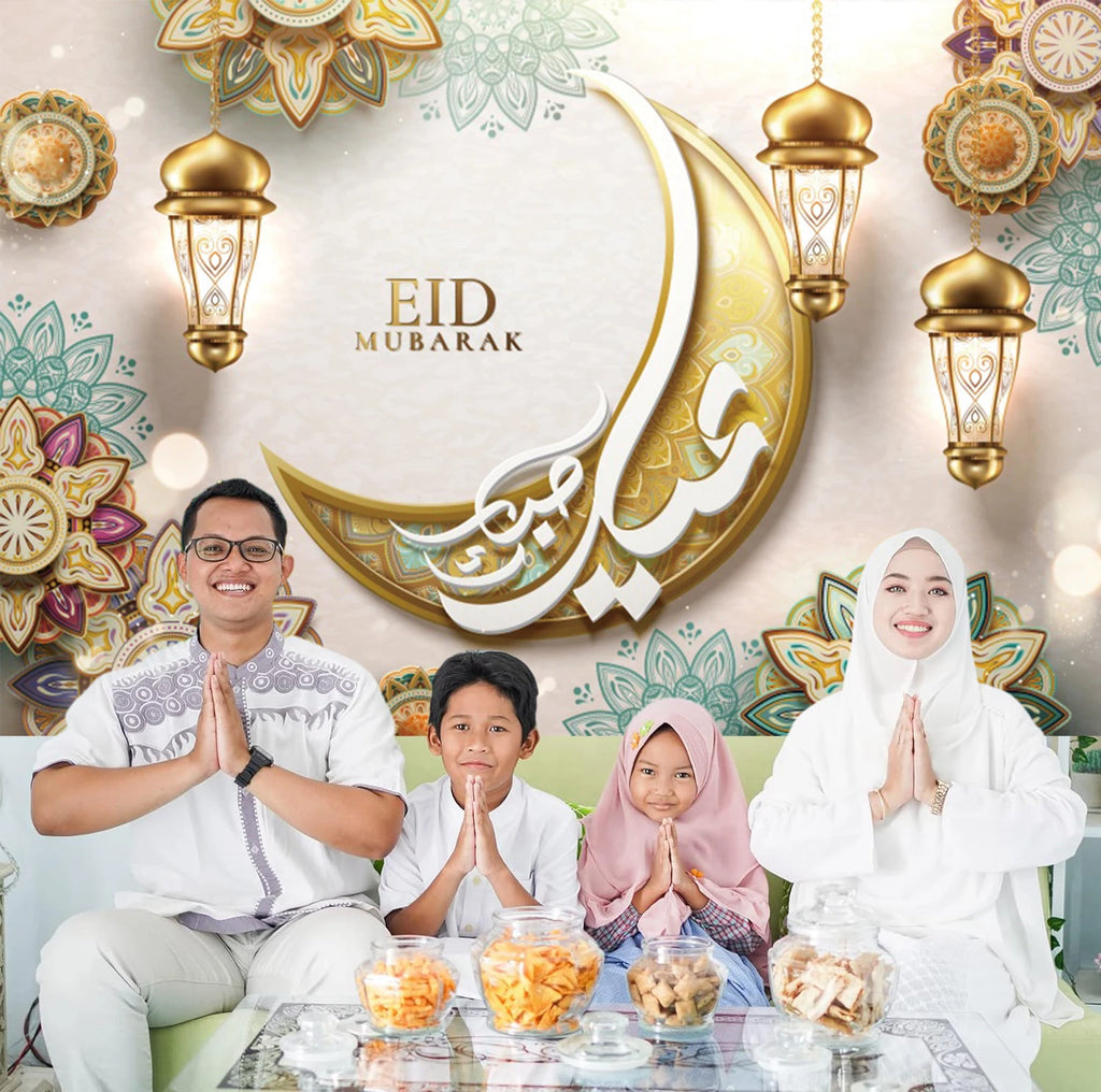 Eid Mubarak Backdrop for Photography EID Al Adha Muslim Ramadan Kareem Moon Lantern Islamic Eid al-Fitr Photo Background Props