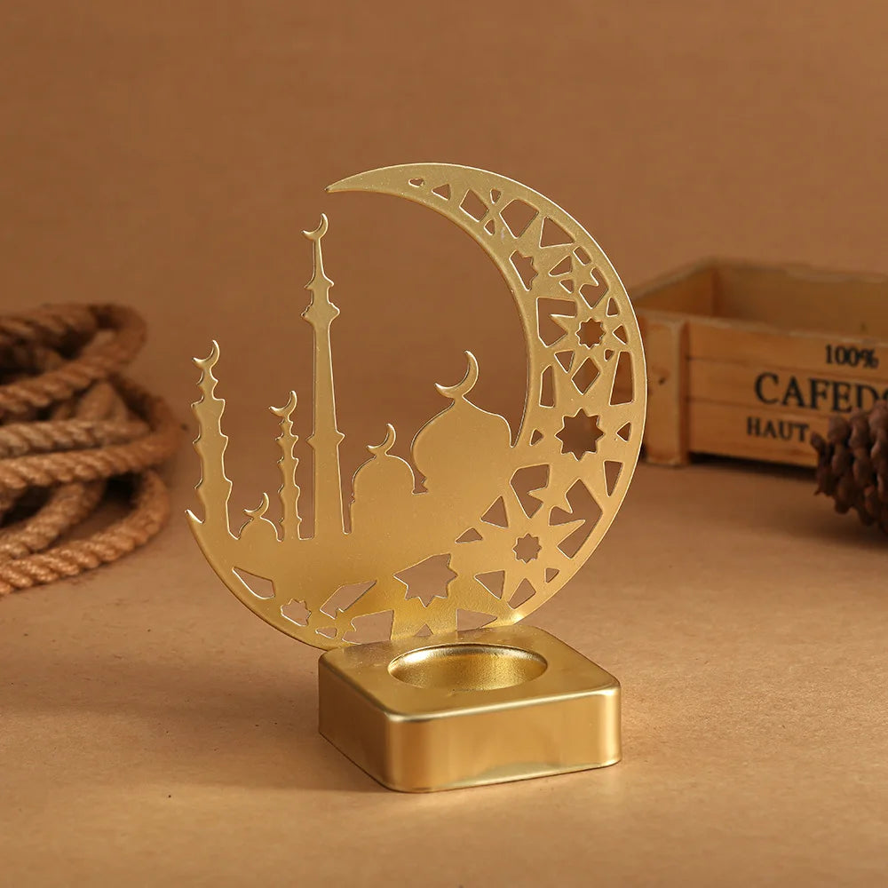 Ramadan Decoration Moon Castle Candle Holder  Eid Mubarak Decorations for Home 2026 Islam Muslim Festival Party Supplies Eid Al