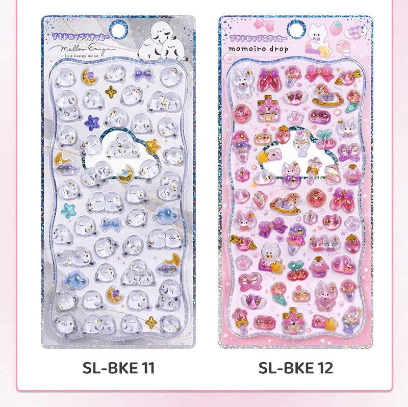 Embossed Animal 3D Crystal Sticker DIY Crafts PVC Cartoon Animal Sticker Melody Relief Decorative Sticker Water Cup Decoration