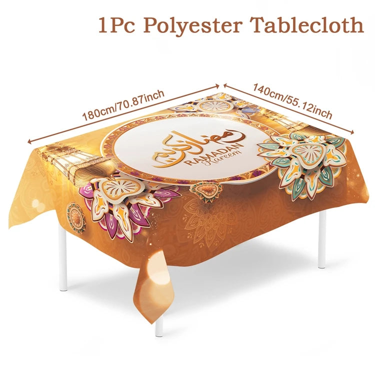 Eid Mubarak Tablecloths Ramadan Decoration 2025 for Home Islamic Muslim Party Decor Ramadan Kareem Tableware Eid Al Adha Gifts