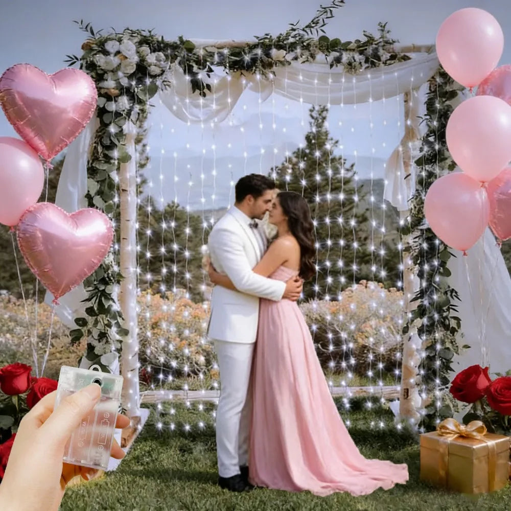 LED Curtain Fairy Light String Battery Power Outdoor Bedroom Decoration Ramadan Home Decoration 2026 Valentine's Day Eid Mubarak