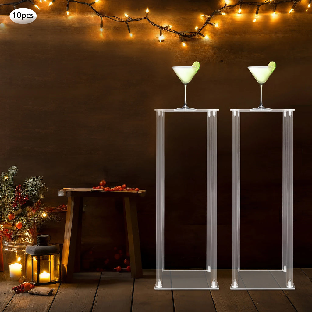 10Pcs Clear Acrylic Flower Stands Rectangular Flower Display Stand Acrylic Wedding Flower Stand 20x20x60cm
