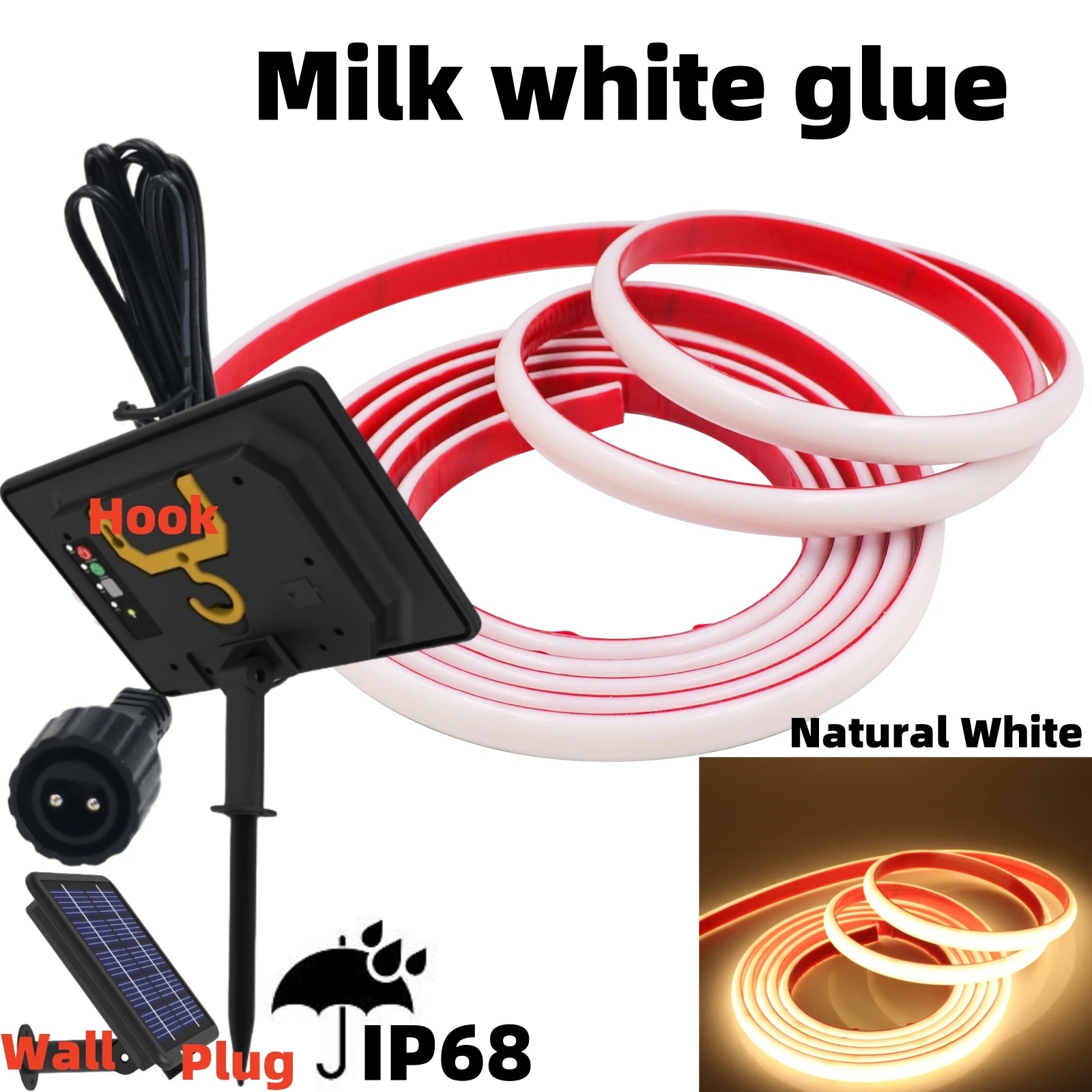 DC 24V COB Solar Neon Light Strips 320LEDs 480LEDs High Density Linear Lighting IP67 IP68 Waterproof Outdoor Warm Natural White